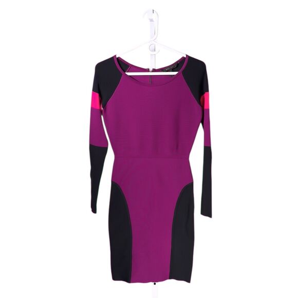 BCBGMAXAZRIA Women's Bandage Dress Purple Black Cocktail Y2K Bodycon Size Small - Picture 1 of 9